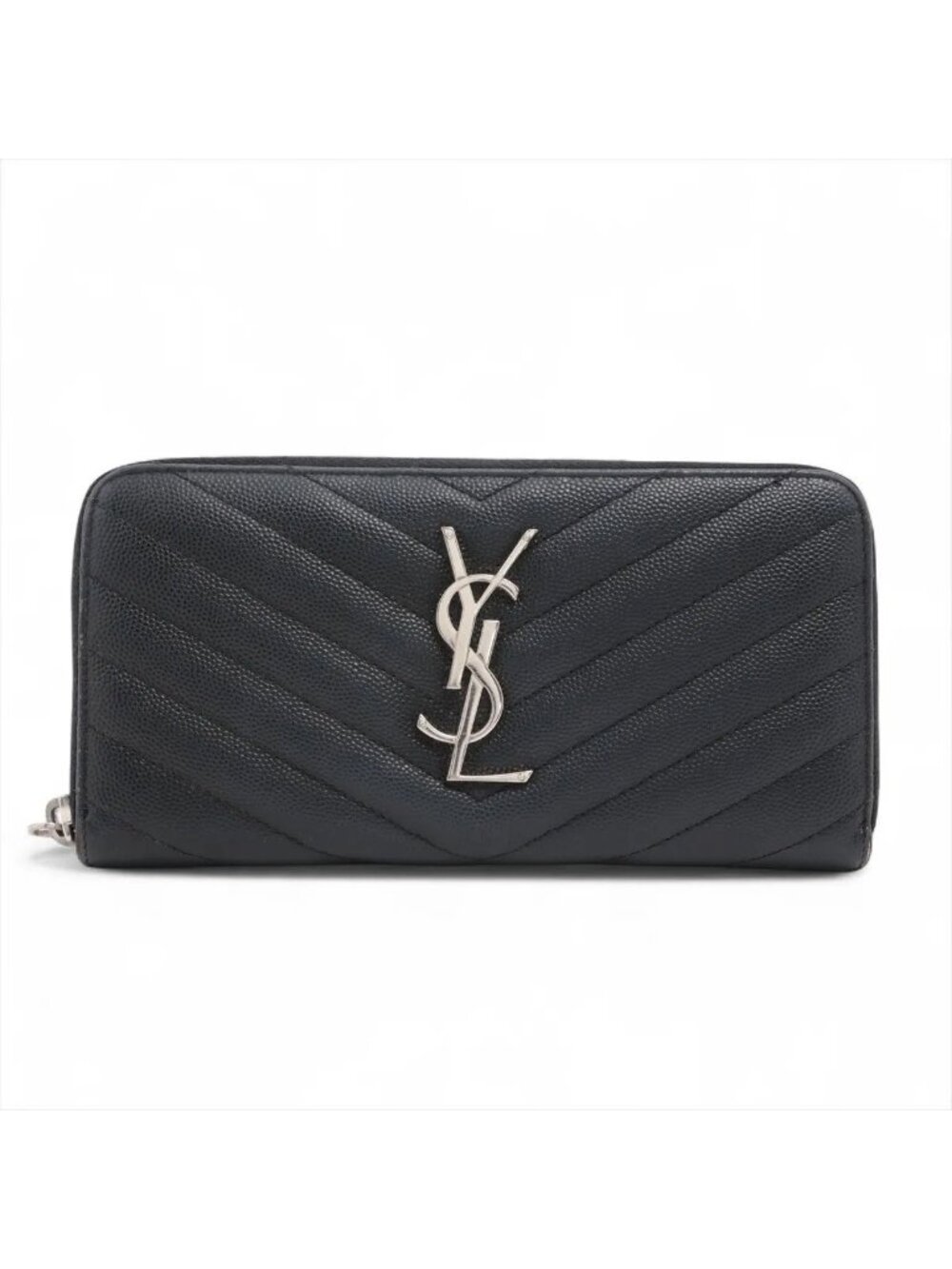 Saint Laurent YSL Paris Cassandra V-stitch Leather Wallet Zip Around
